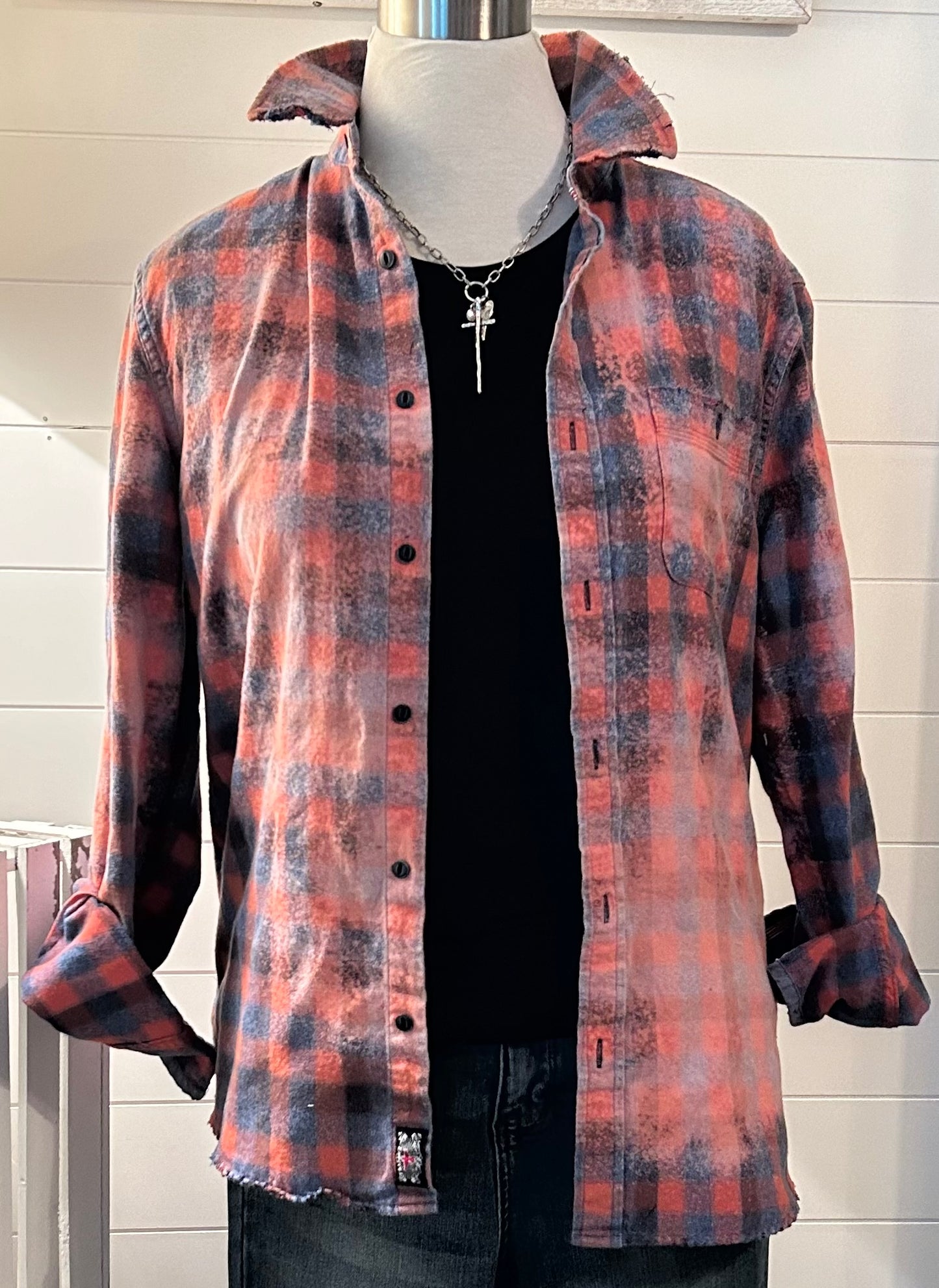 Custom Flannel Shirt Peace Love Fall