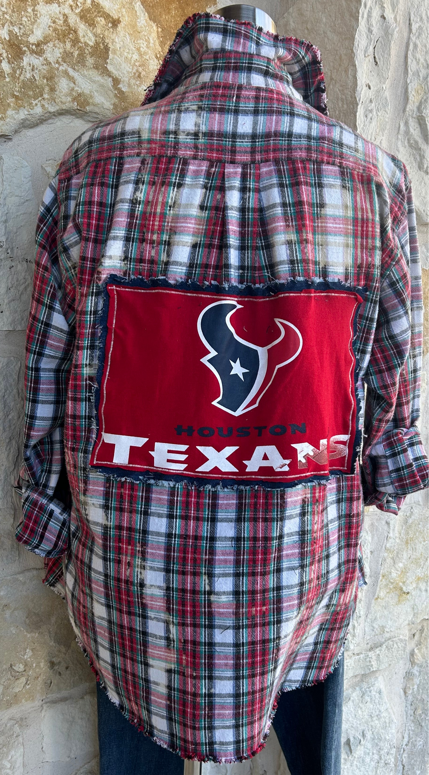 Custom Distressed Texans Shirt Medium