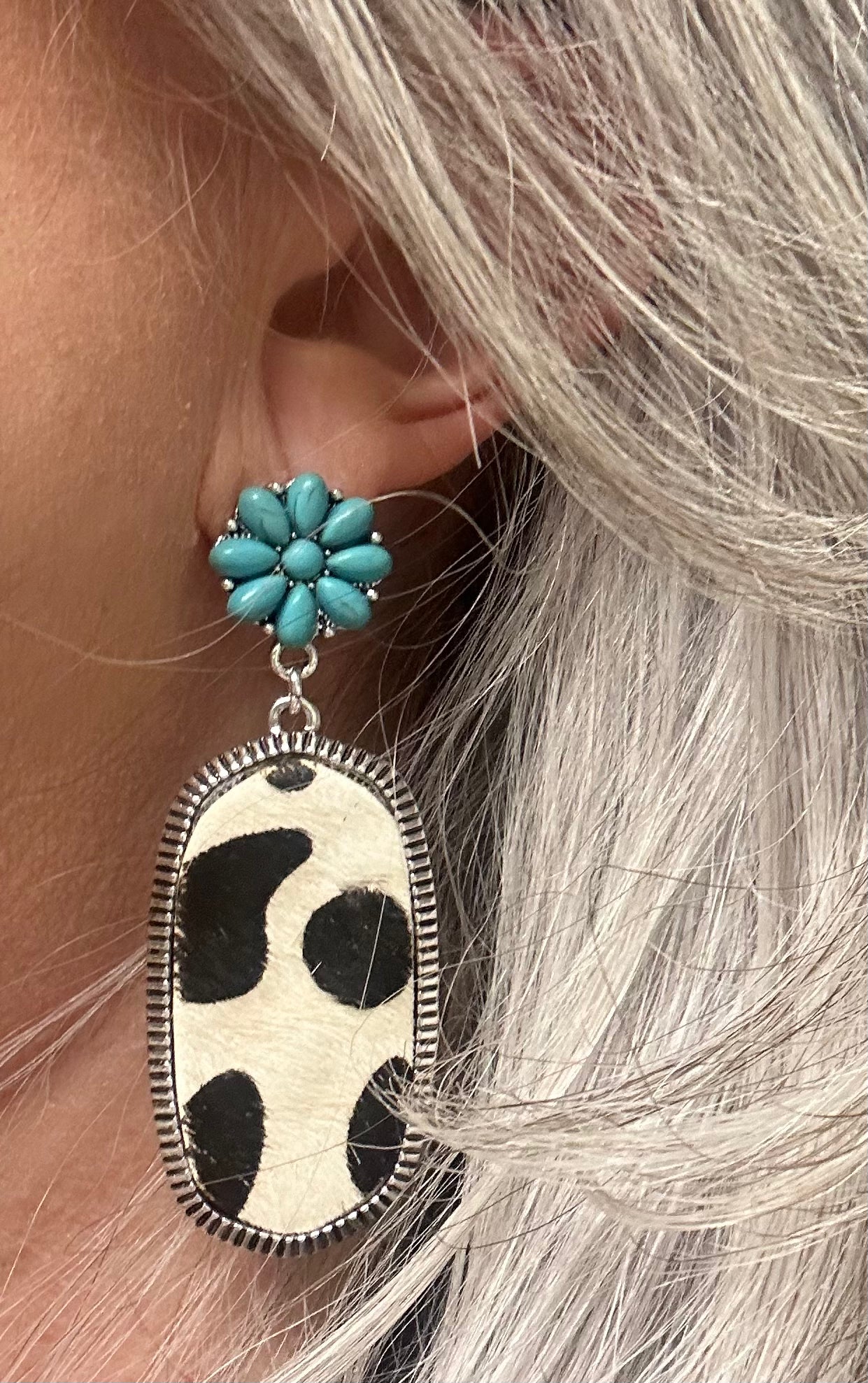 Turquoise Hide Drop Earrings