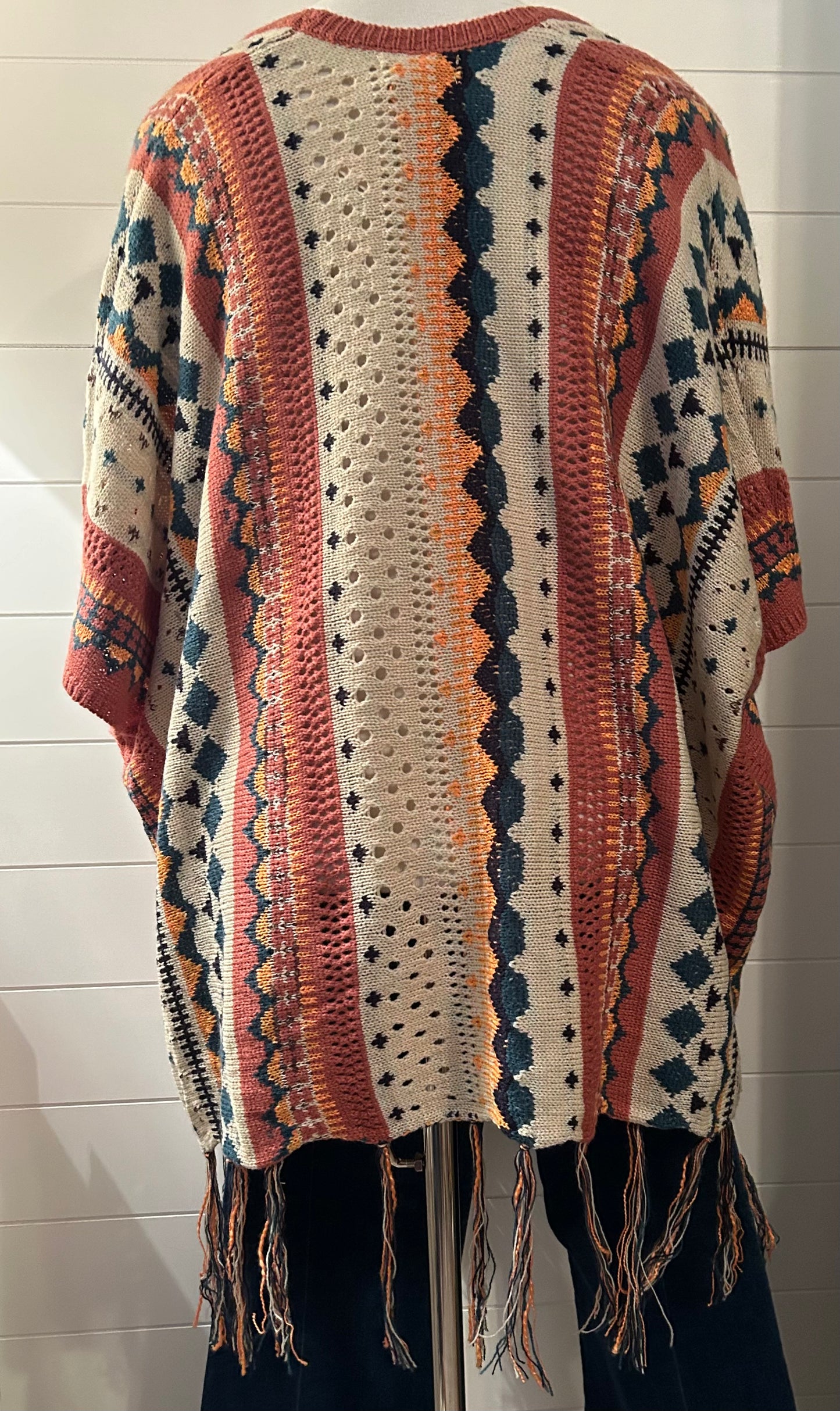 Easel Multi-Color Poncho Sweater
