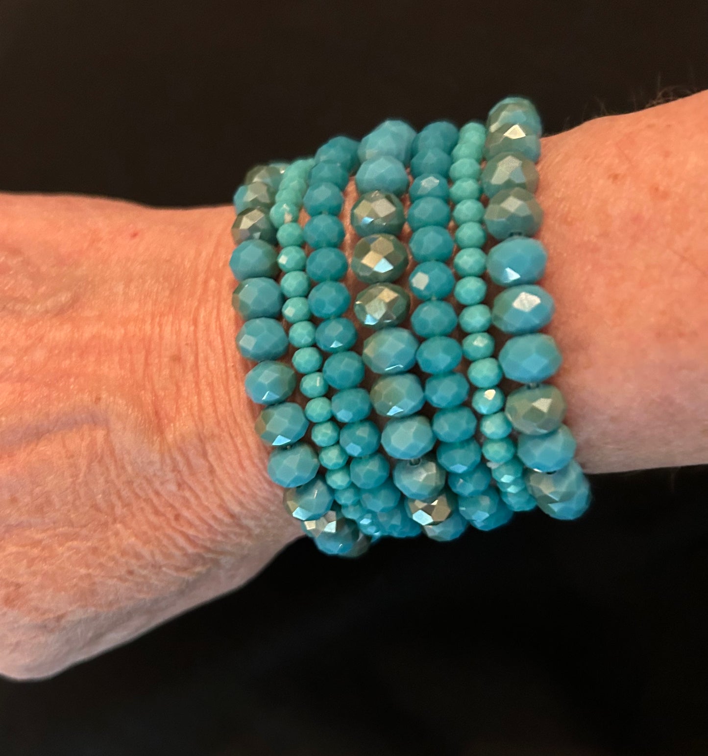 7 Piece Multi -Layer Stackable Beaded Stretch Bracelets