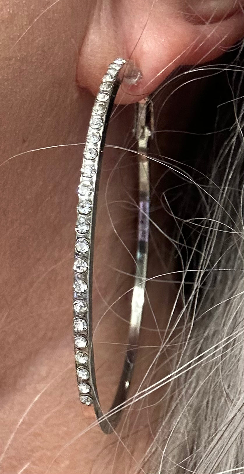 L&F Silver Crystal Hoops