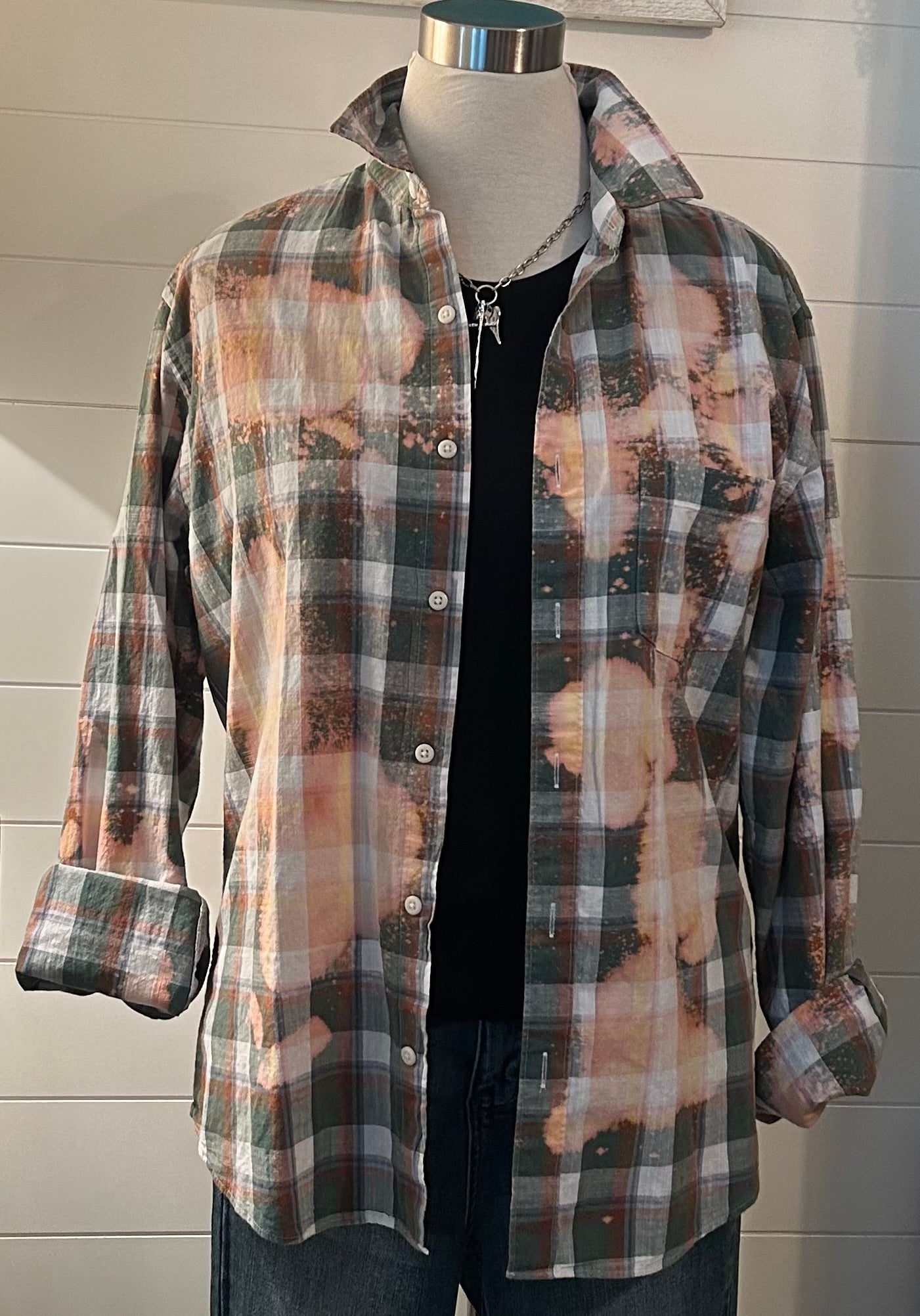 Custom Distressed Button-Down Shirt   Trust