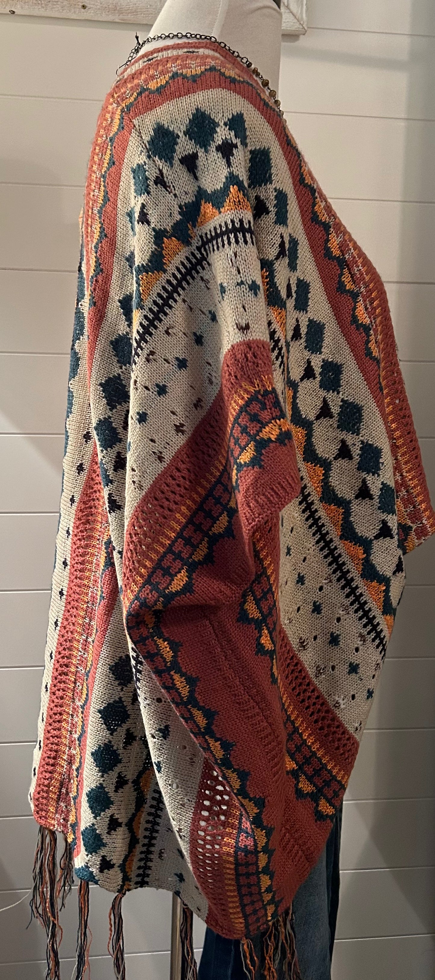 Easel Multi-Color Poncho Sweater
