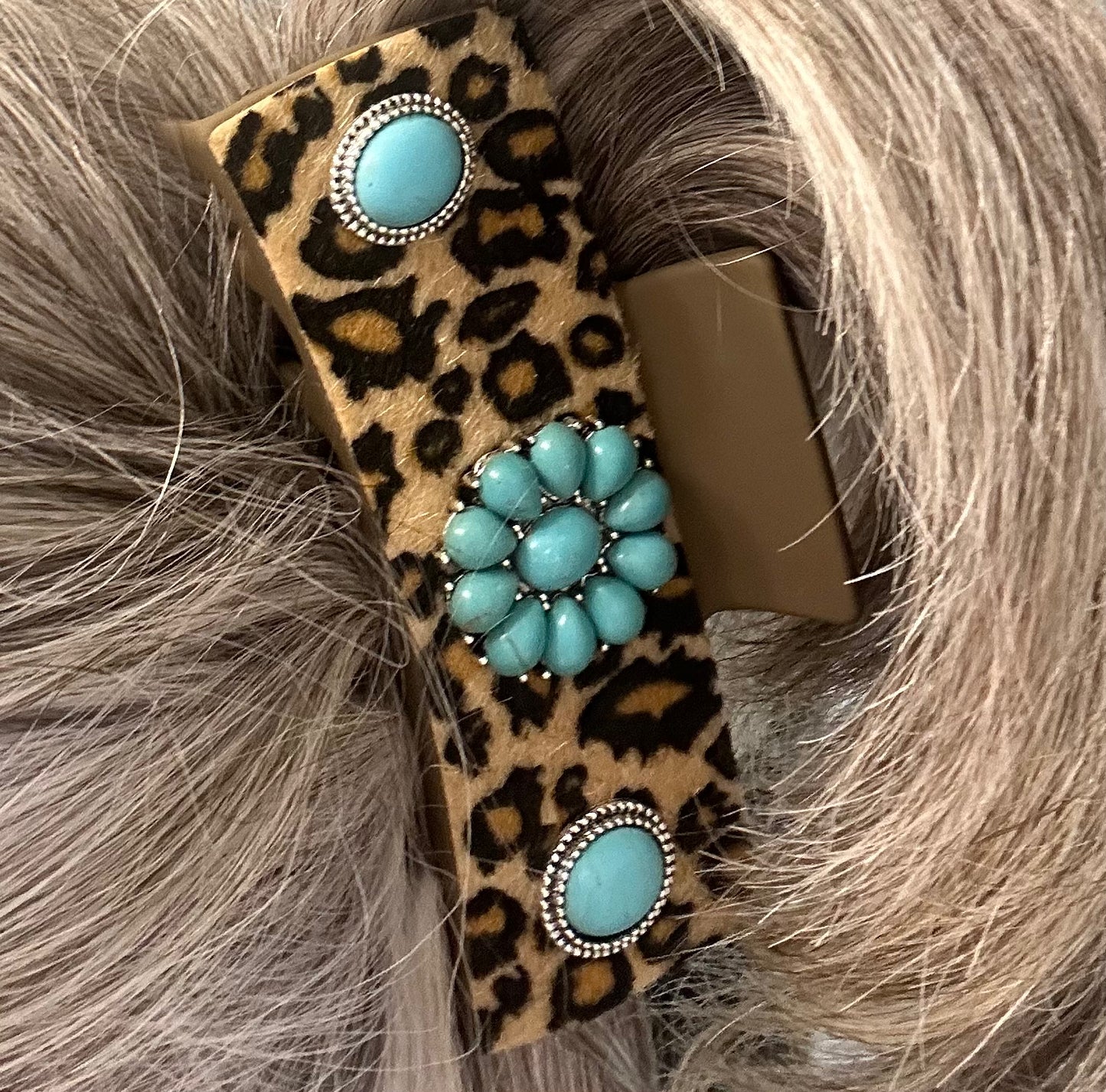 Leopard Turquoise Hairclip
