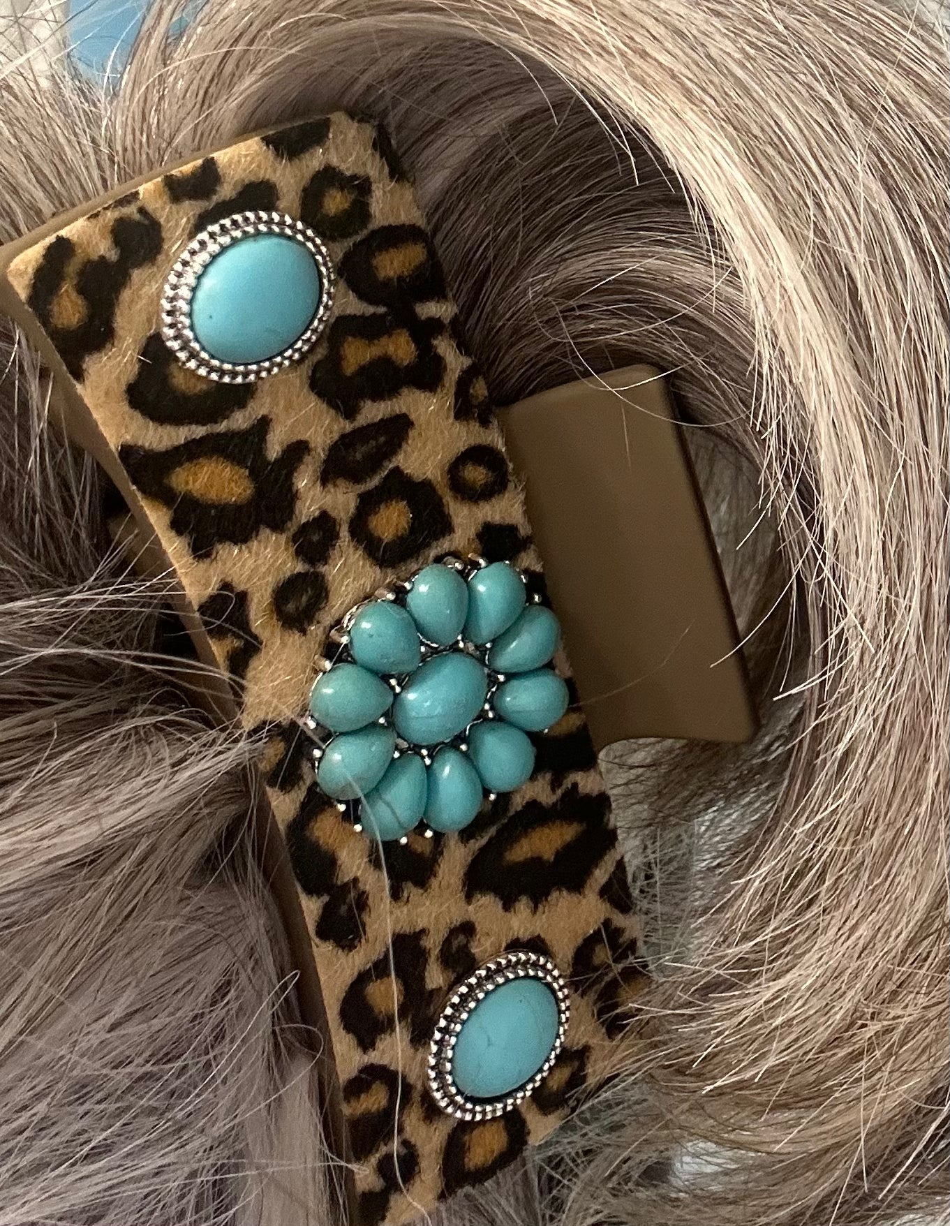 Leopard Turquoise Hairclip