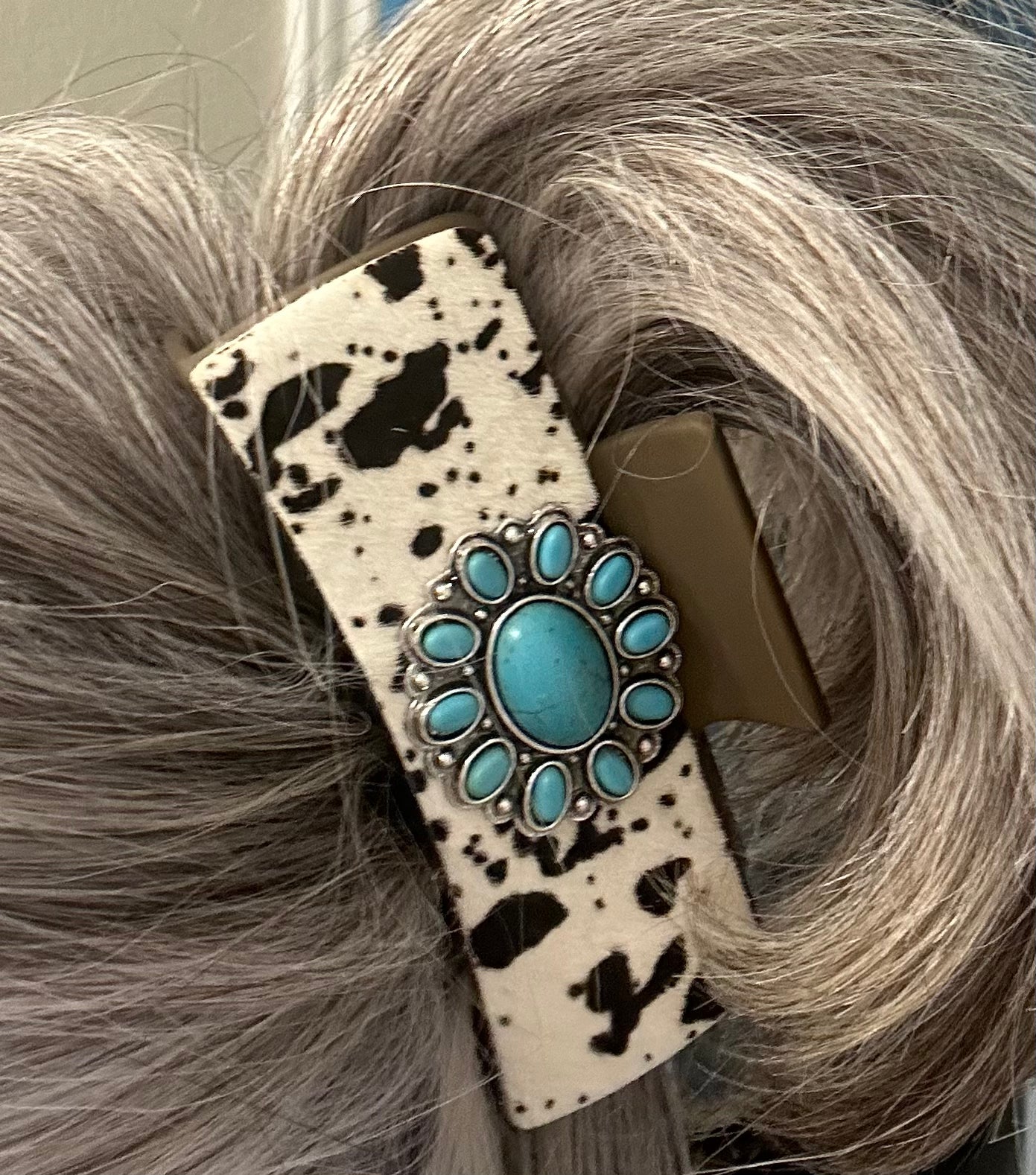 Turquoise Hide Hairclip