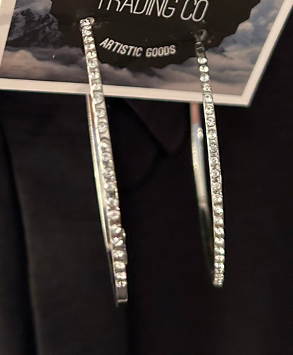 L&F Silver Crystal Hoops