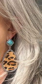 Turquoise/Leopard Teardrop Earring