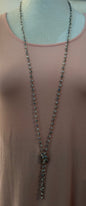 Long Grey/White Crystal Necklace