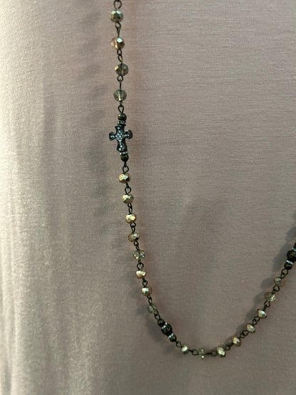 Long Cross Bead Necklace